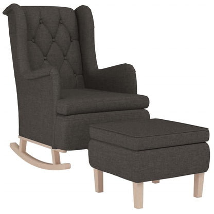 vidaXL Fauteuil à bascule avec pouf Tissu gris foncé