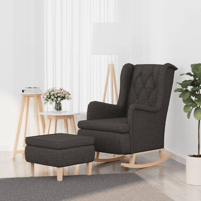 vidaXL Fauteuil à bascule avec pouf Tissu gris foncé