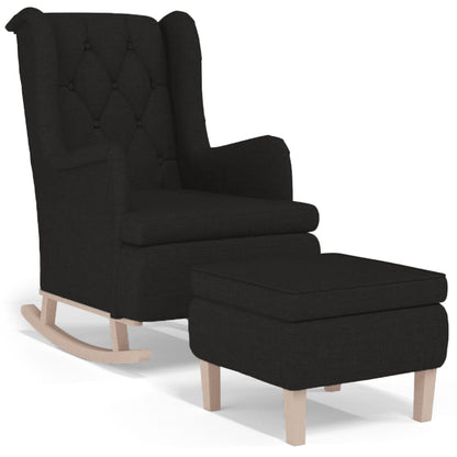 vidaXL Fauteuil à bascule avec repose-pieds Noir Tissu