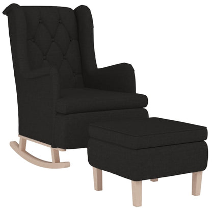 vidaXL Fauteuil à bascule avec repose-pieds Noir Tissu