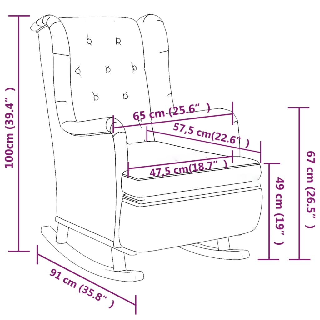 vidaXL Fauteuil à bascule avec repose-pieds Noir Tissu