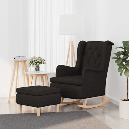 vidaXL Fauteuil à bascule avec repose-pieds Noir Tissu