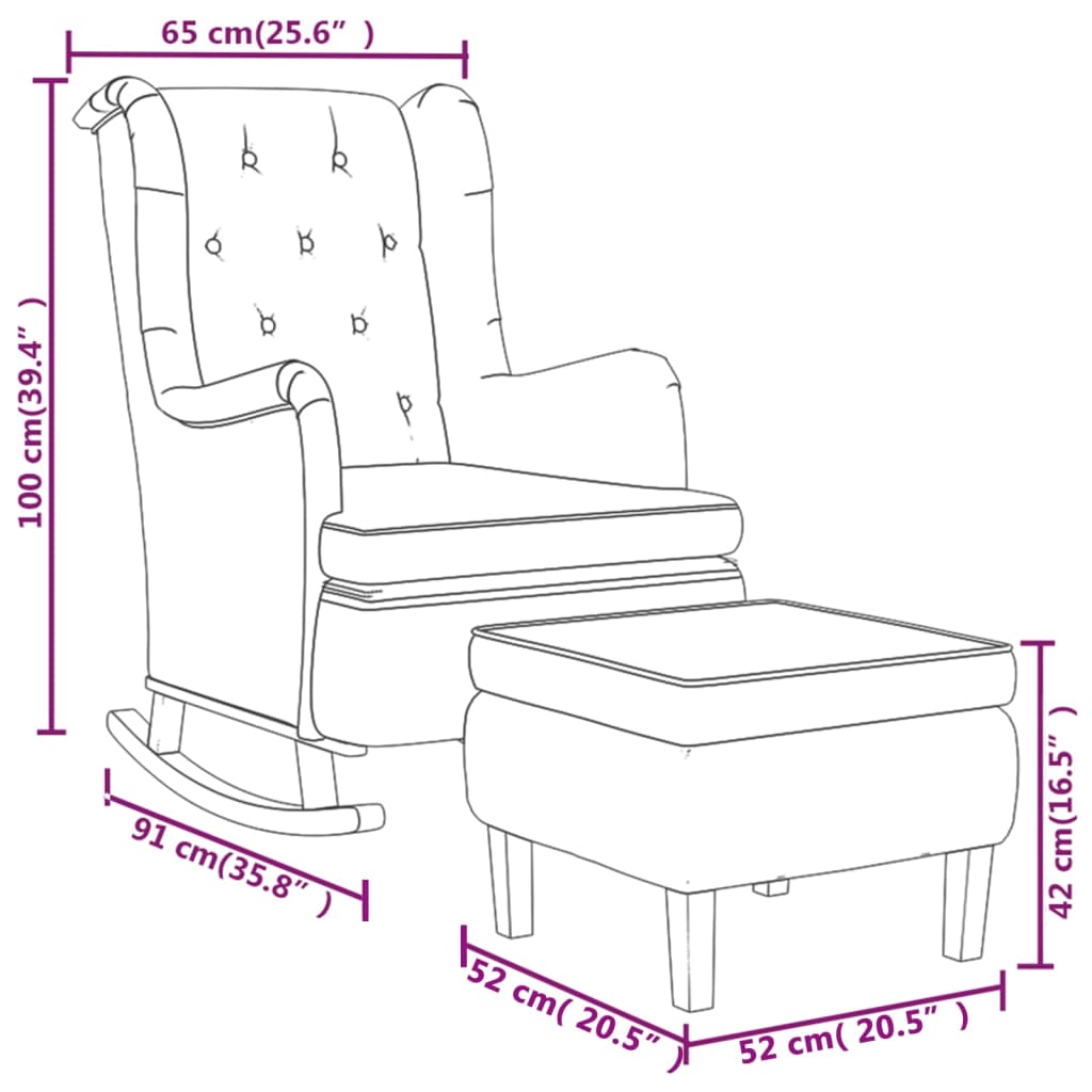 vidaXL Fauteuil à bascule avec repose-pieds Tissu Vert foncé