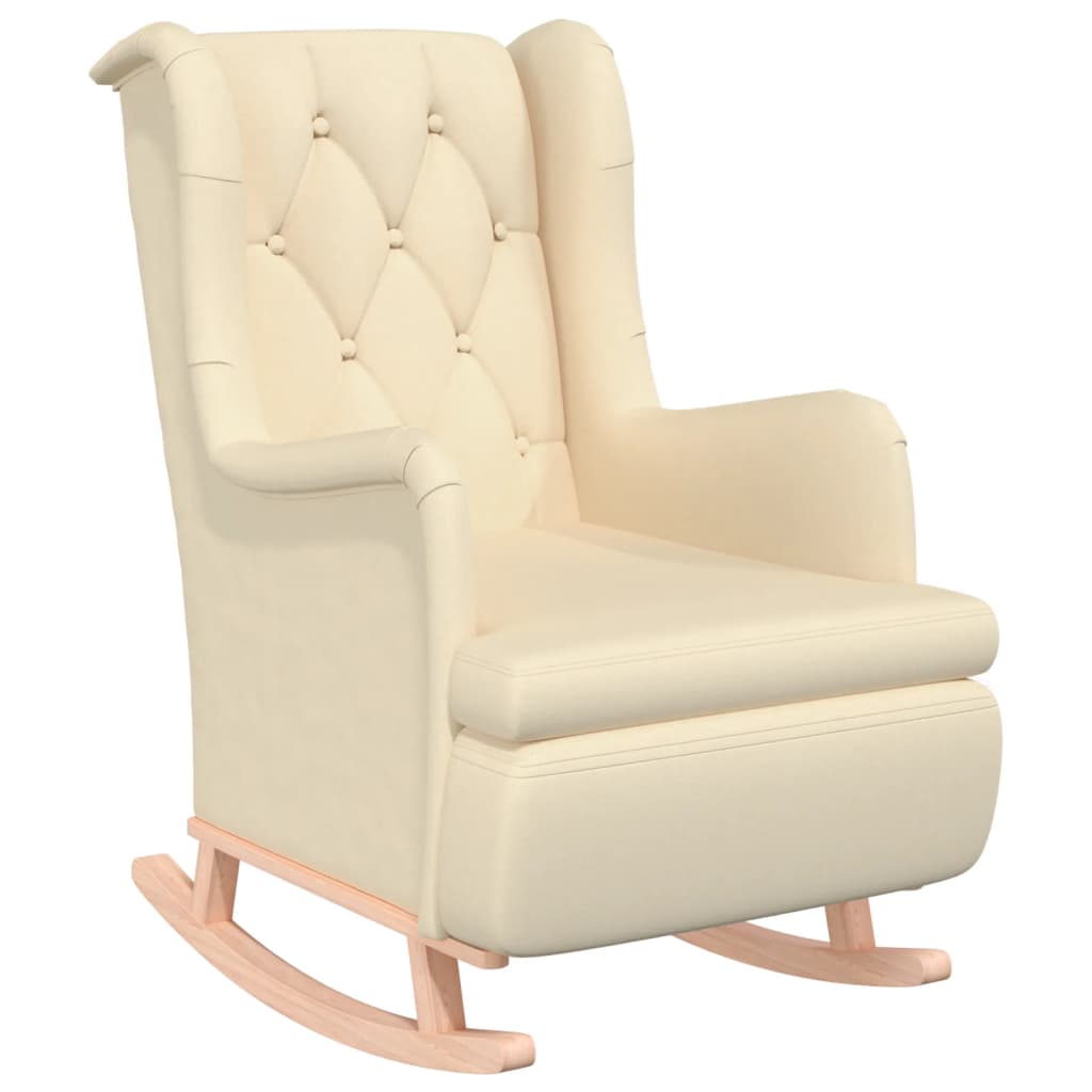 vidaXL Schaukelsessel mit Hocker Creme Stoff