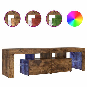 Meuble TV vidaXL avec lumières LED chêne fumé 140x36,5x40 cm