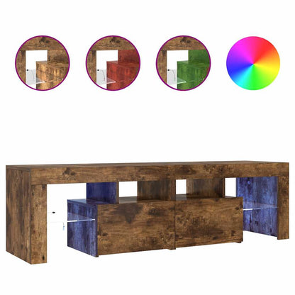 Meuble TV vidaXL avec lumières LED chêne fumé 140x36,5x40 cm