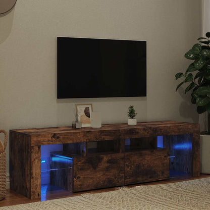 Meuble TV vidaXL avec lumières LED chêne fumé 140x36,5x40 cm