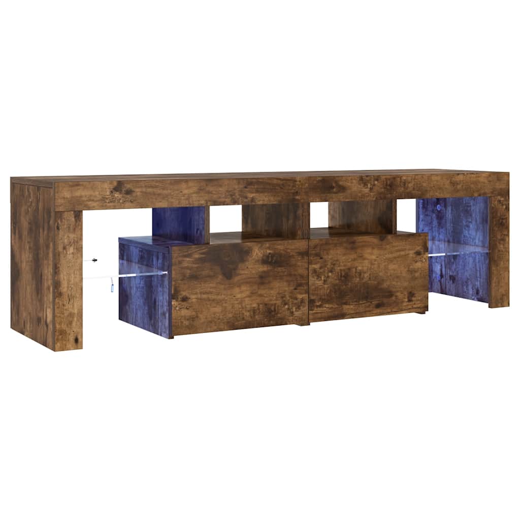 Meuble TV vidaXL avec lumières LED chêne fumé 140x36,5x40 cm