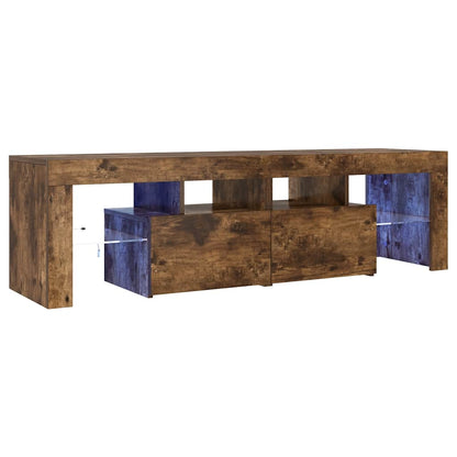Meuble TV vidaXL avec lumières LED chêne fumé 140x36,5x40 cm