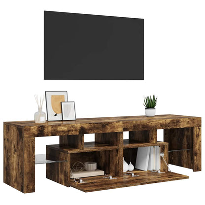 Meuble TV vidaXL avec lumières LED chêne fumé 140x36,5x40 cm