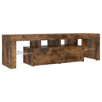 Meuble TV vidaXL avec lumières LED chêne fumé 140x36,5x40 cm