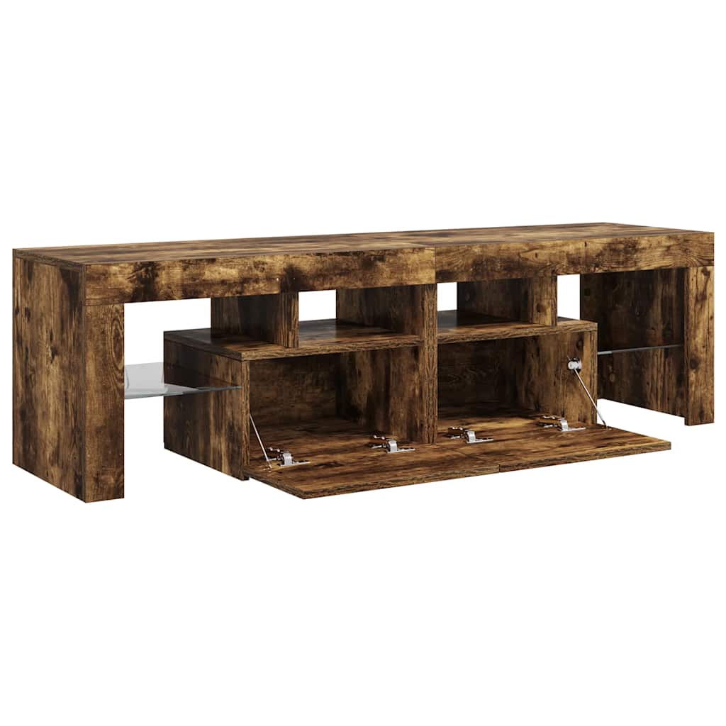 Meuble TV vidaXL avec lumières LED chêne fumé 140x36,5x40 cm