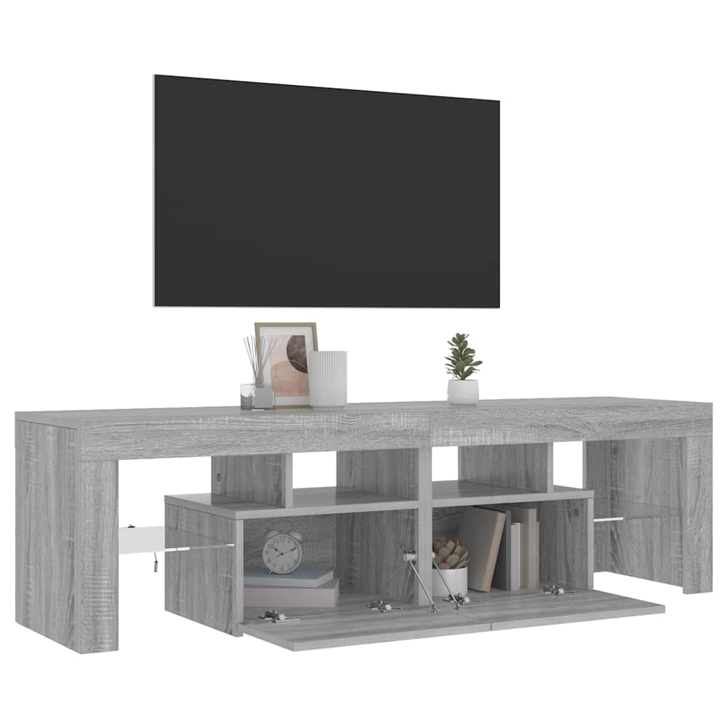 Meuble TV vidaXL avec lumières LED Gris Sonoma 140x36,5x40 cm