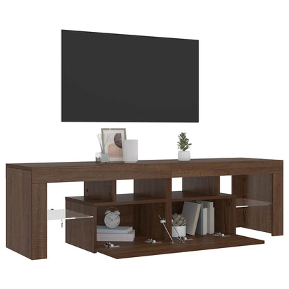 Meuble TV vidaXL avec lumières LED marron aspect chêne 140x36,5x40 cm