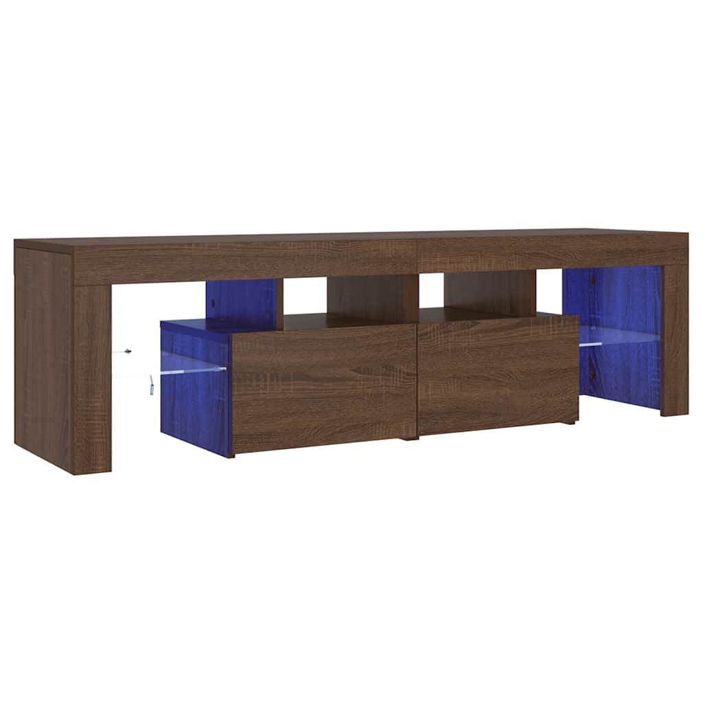 Meuble TV vidaXL avec lumières LED marron aspect chêne 140x36,5x40 cm