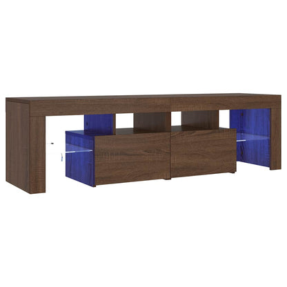 Meuble TV vidaXL avec lumières LED marron aspect chêne 140x36,5x40 cm