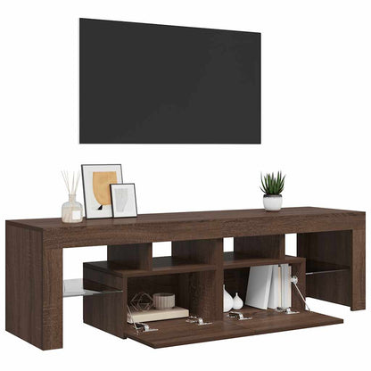 Meuble TV vidaXL avec lumières LED marron aspect chêne 140x36,5x40 cm
