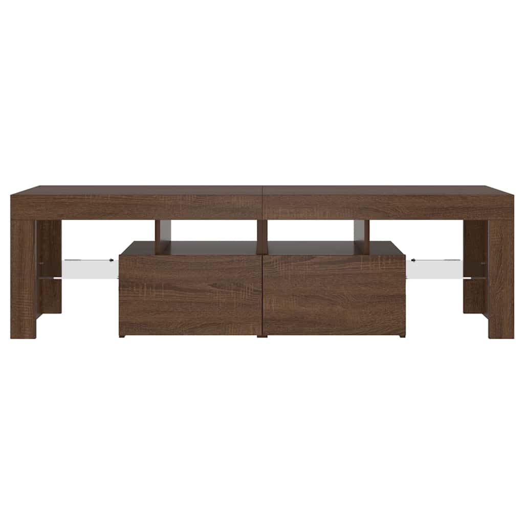Meuble TV vidaXL avec lumières LED marron aspect chêne 140x36,5x40 cm