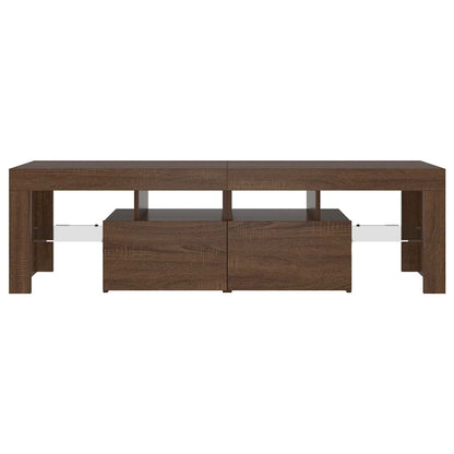 Meuble TV vidaXL avec lumières LED marron aspect chêne 140x36,5x40 cm