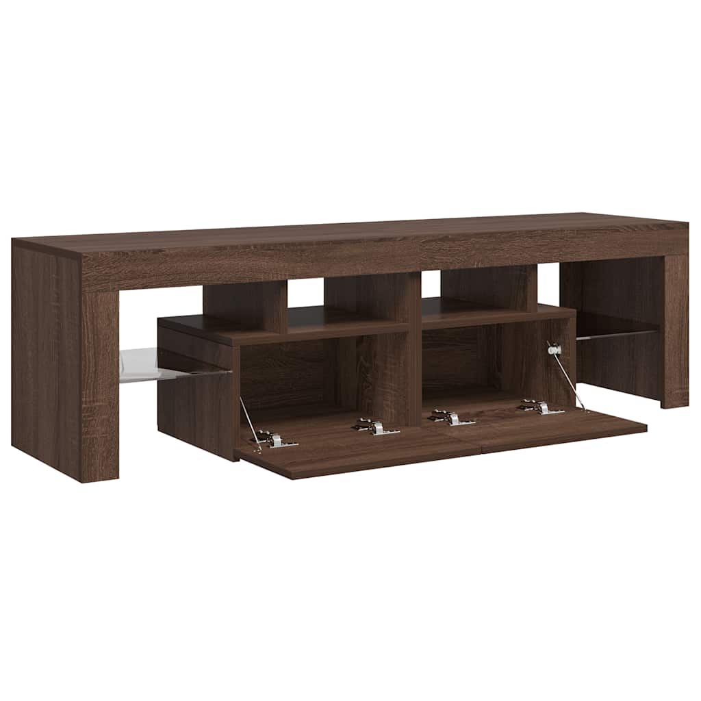 Meuble TV vidaXL avec lumières LED marron aspect chêne 140x36,5x40 cm