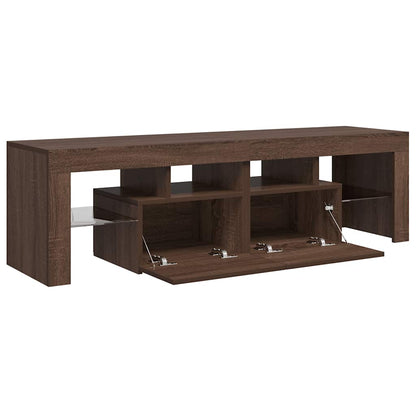 Meuble TV vidaXL avec lumières LED marron aspect chêne 140x36,5x40 cm