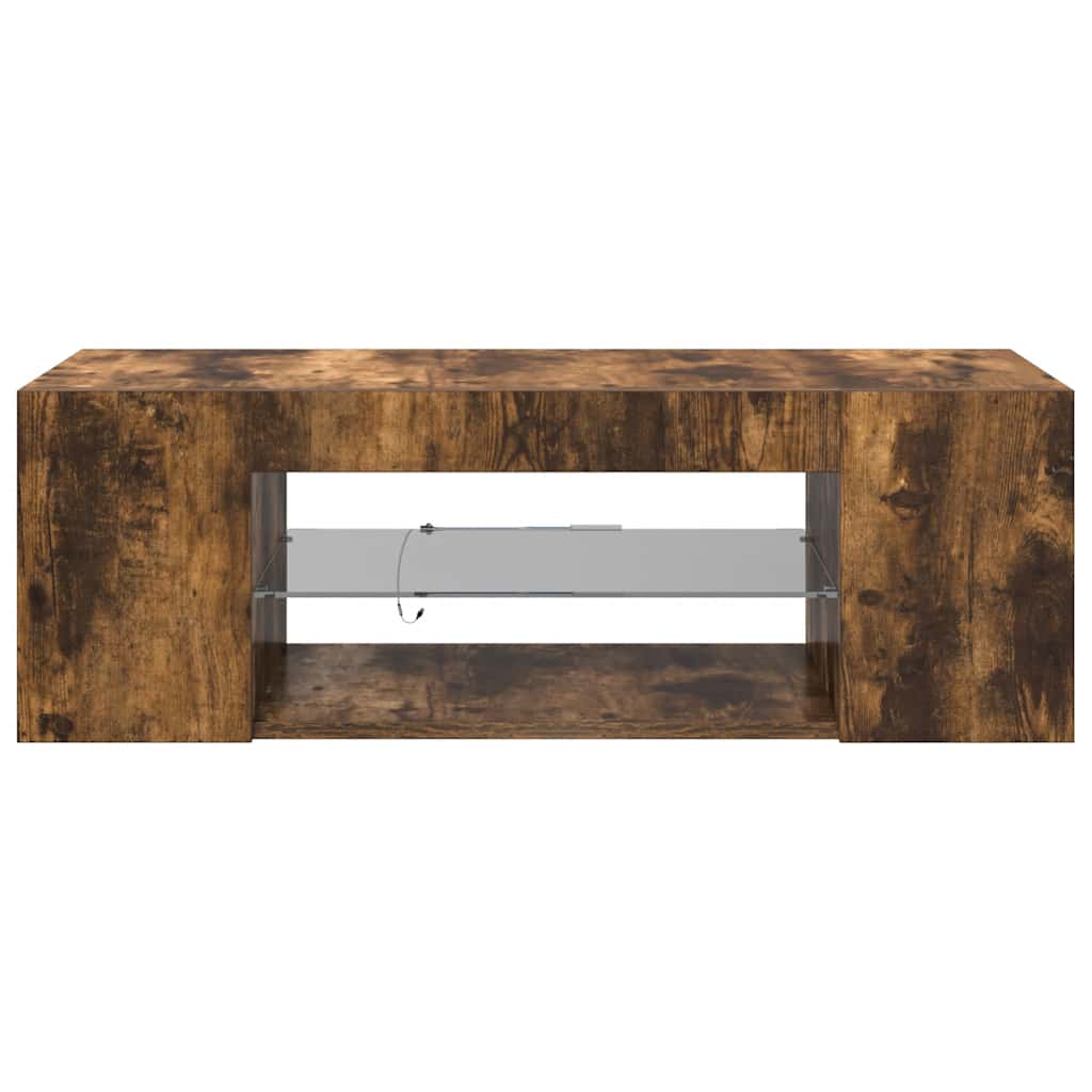 vidaXL TV-Schrank mit LED-Leuchten Räuchereiche 90x39x30 cm