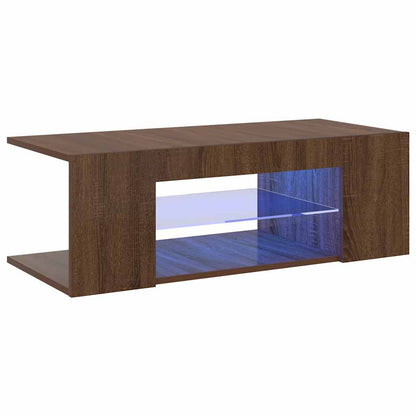 vidaXL Meuble TV avec lumières LED marron aspect chêne 90x39x30 cm