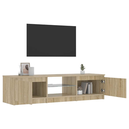 vidaXL Meuble TV avec lumières LED chêne fumé 140x40x36 cm