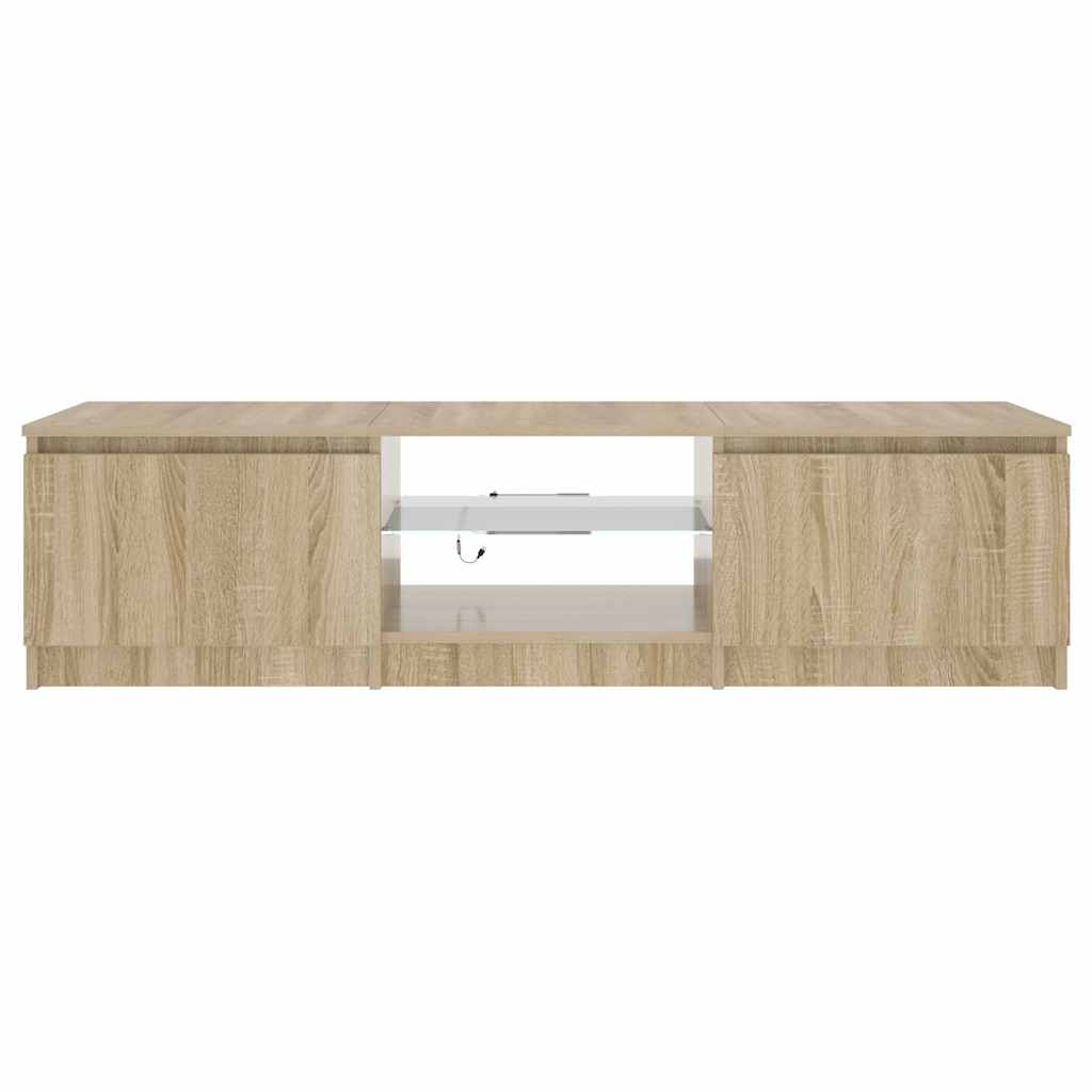 vidaXL Meuble TV avec lumières LED chêne fumé 140x40x36 cm
