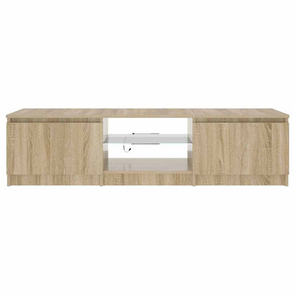 vidaXL Meuble TV avec lumières LED chêne fumé 140x40x36 cm