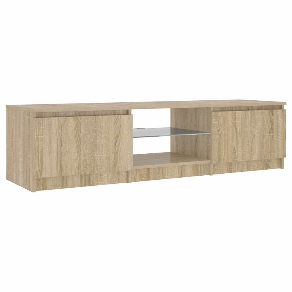 vidaXL Meuble TV avec lumières LED chêne fumé 140x40x36 cm
