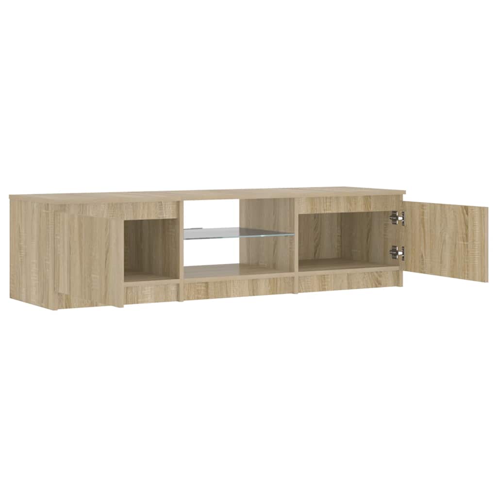 vidaXL Meuble TV avec lumières LED chêne fumé 140x40x36 cm