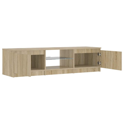 vidaXL Meuble TV avec lumières LED chêne fumé 140x40x36 cm