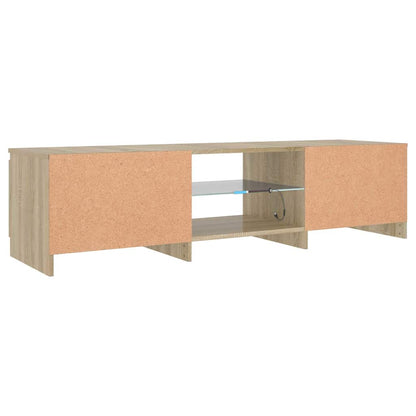 vidaXL Meuble TV avec lumières LED chêne fumé 140x40x36 cm