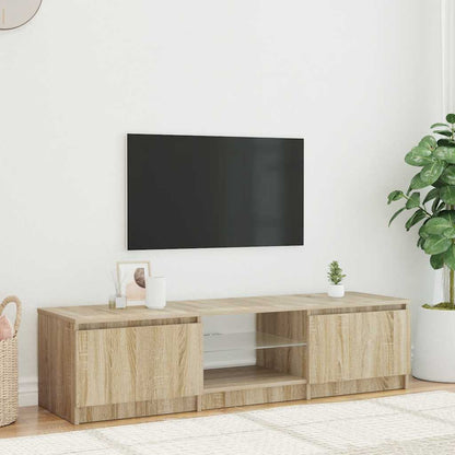 vidaXL Meuble TV avec lumières LED chêne fumé 140x40x36 cm