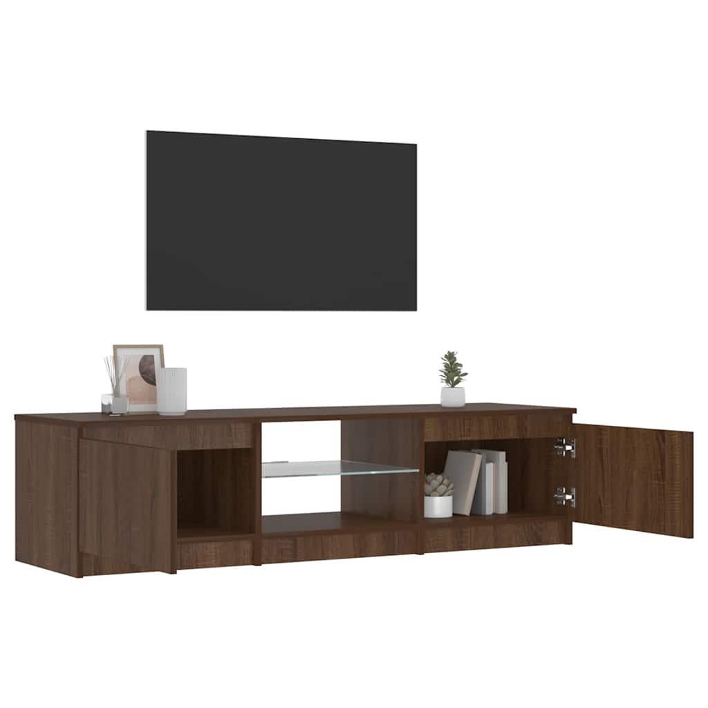 Meuble TV vidaXL avec lumières LED marron aspect chêne 140x40x36 cm