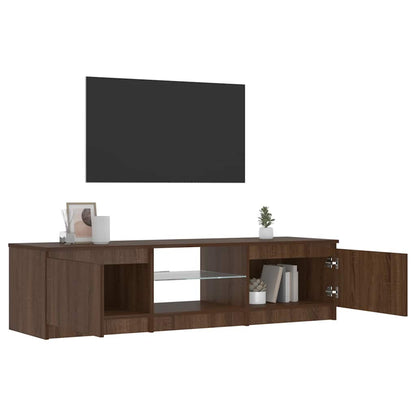 Meuble TV vidaXL avec lumières LED marron aspect chêne 140x40x36 cm