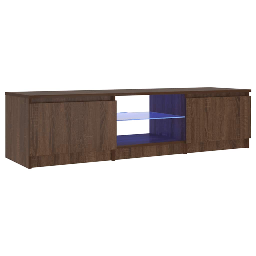 Meuble TV vidaXL avec lumières LED marron aspect chêne 140x40x36 cm