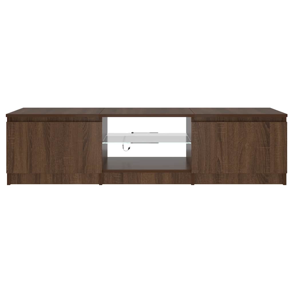 Meuble TV vidaXL avec lumières LED marron aspect chêne 140x40x36 cm