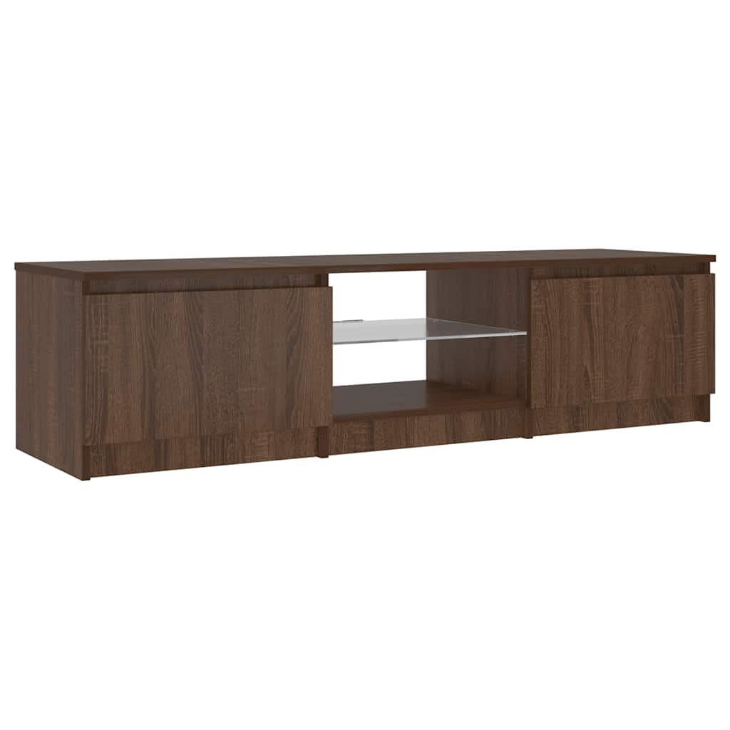 Meuble TV vidaXL avec lumières LED marron aspect chêne 140x40x36 cm