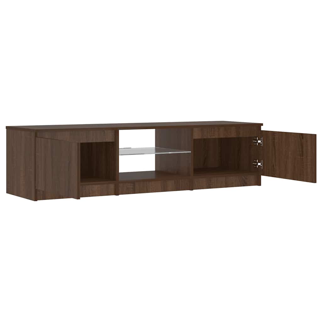 Meuble TV vidaXL avec lumières LED marron aspect chêne 140x40x36 cm