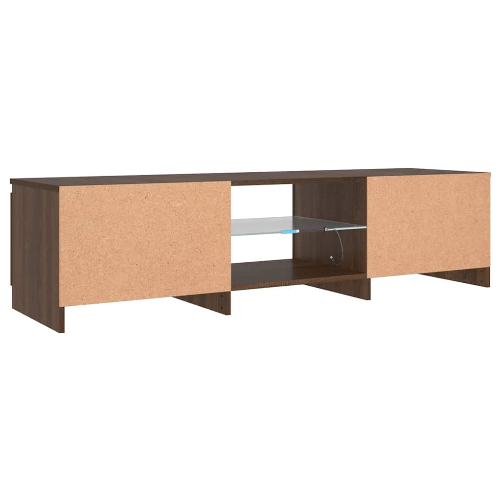 Meuble TV vidaXL avec lumières LED marron aspect chêne 140x40x36 cm
