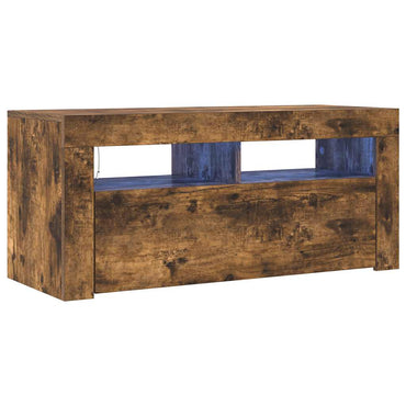 vidaXL TV-Schrank mit LED-Leuchten Räuchereiche 90x35x40 cm