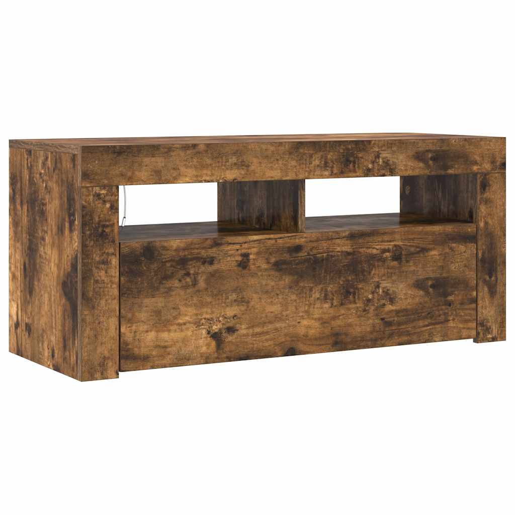 TV-Schrank mit LED-Leuchten Räuchereiche 90x35x40 cm