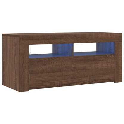 Meuble TV vidaXL avec lumières LED marron aspect chêne 90x35x40 cm