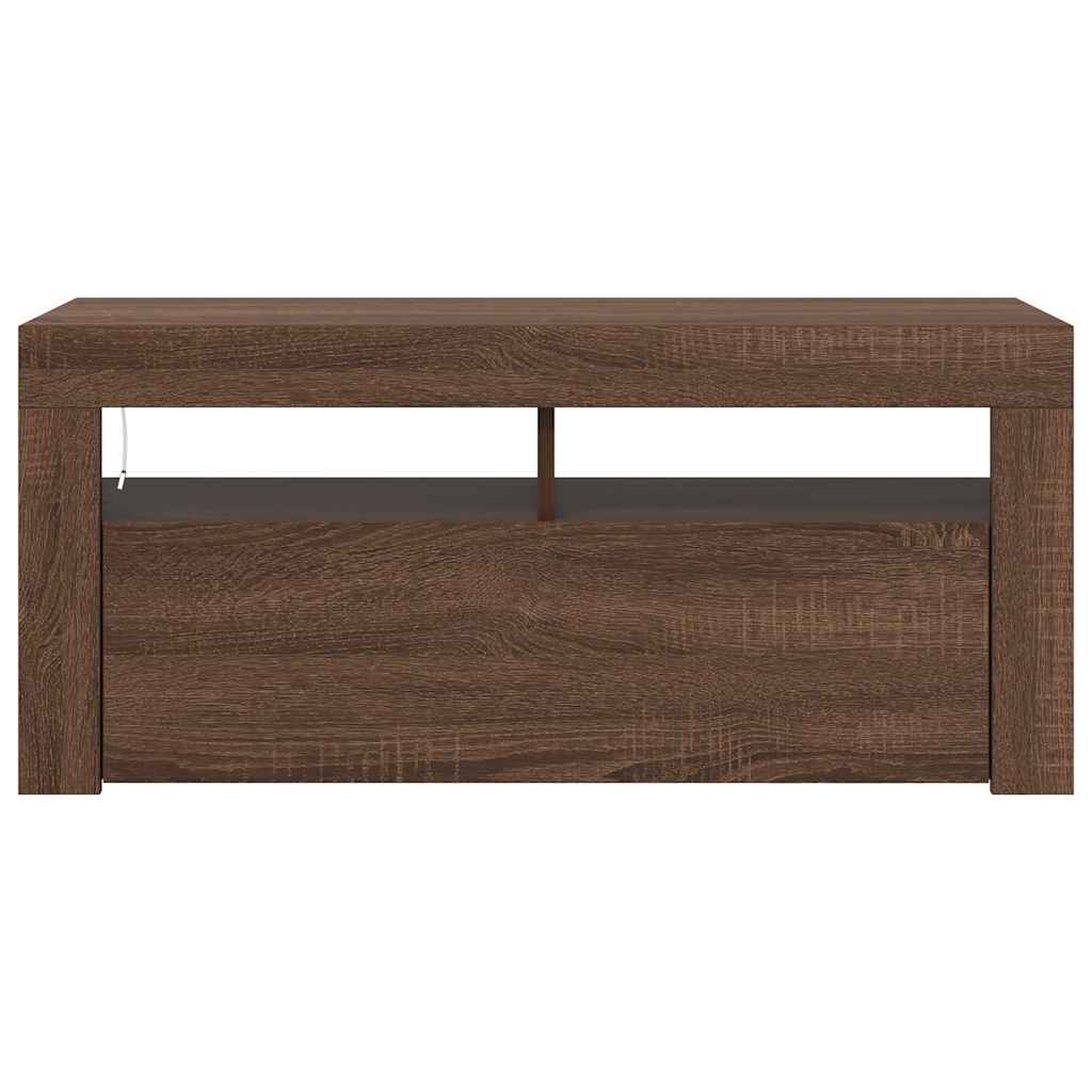 Meuble TV vidaXL avec lumières LED marron aspect chêne 90x35x40 cm
