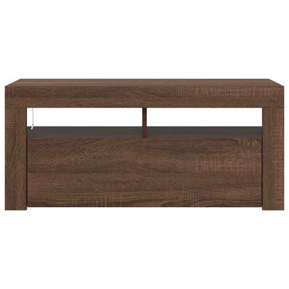 Meuble TV vidaXL avec lumières LED marron aspect chêne 90x35x40 cm