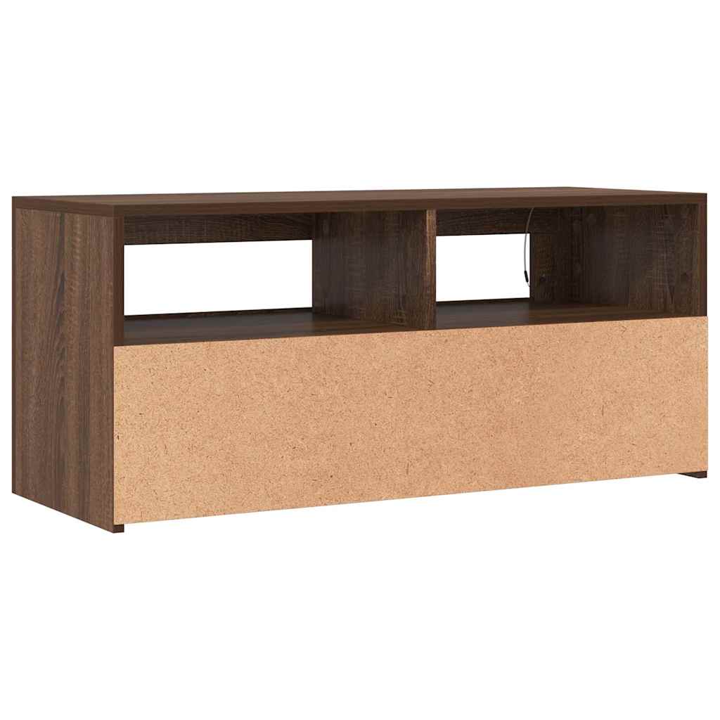Meuble TV vidaXL avec lumières LED marron aspect chêne 90x35x40 cm