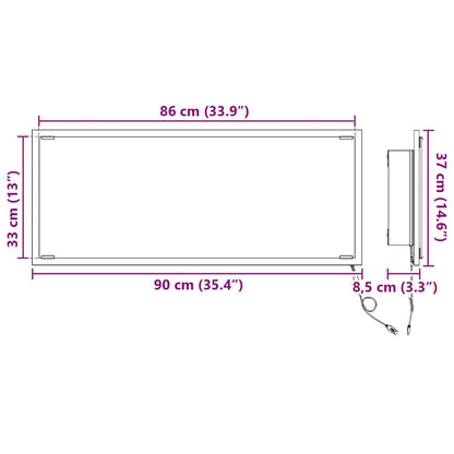 Spiegel Graues Sonoma 90 x 8,5 x 37 cm Holzwerkstoff