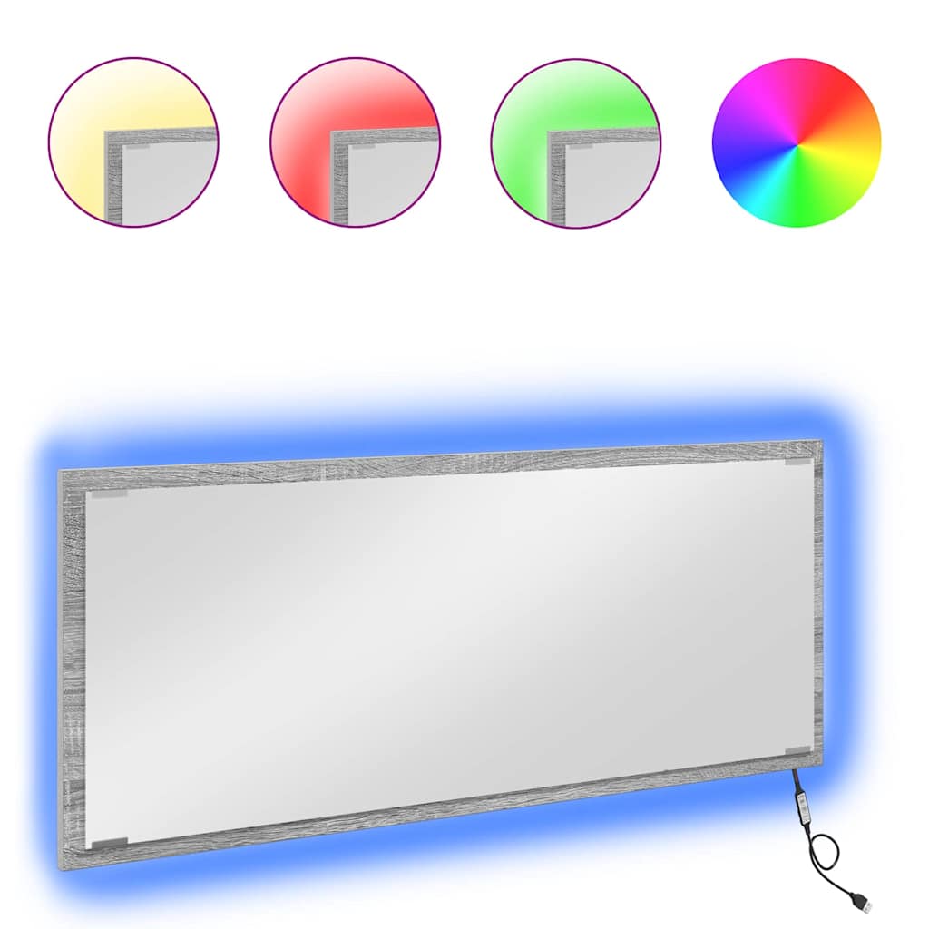 Spiegel Graues Sonoma 90 x 8,5 x 37 cm Holzwerkstoff